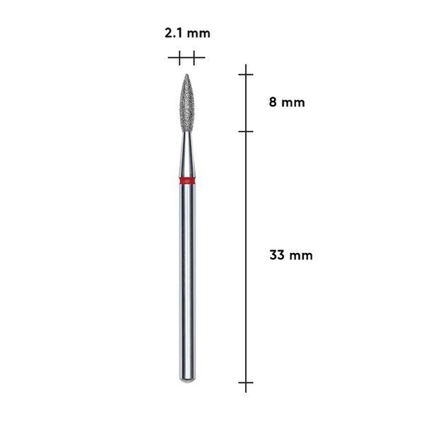 Фреза алмазна Полум'я гостре STALEKS PRO EXPERT 2,1 х 8 мм червоний FA11R021/8 фото
