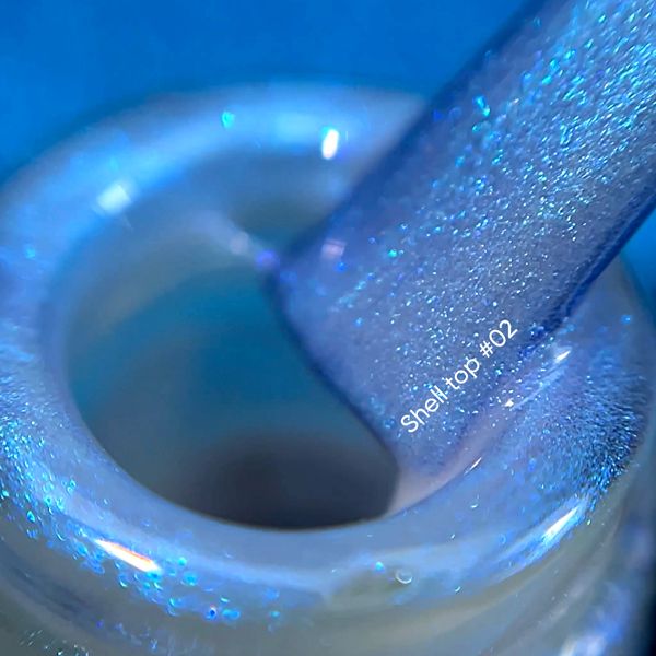 NAILSOFTHENIGHT Shell top 02 – перлинний топ з блакитною втиркою без липкого шару, 10 мл 4820991544002 фото