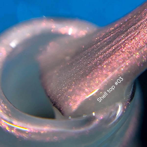 NAILSOFTHENIGHT Shell top 03 – перлинний топ з рожевою втиркою без липкого шару, 10 мл 4820991554001 фото