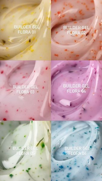 Гель для нарощення Nail Master Flora Builder Gel 02 з сухоцвітами, 15 мл NMFL02 фото