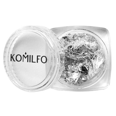 Komilfo фольга стисла в банці для нігтів, срібло 1711162778 фото