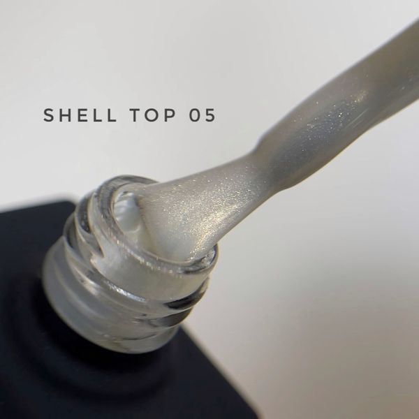 NAILSOFTHENIGHT Shell top 05 — перлинний топ з золотою втиркою без липкого шару, 10 мл 4828632104509 фото