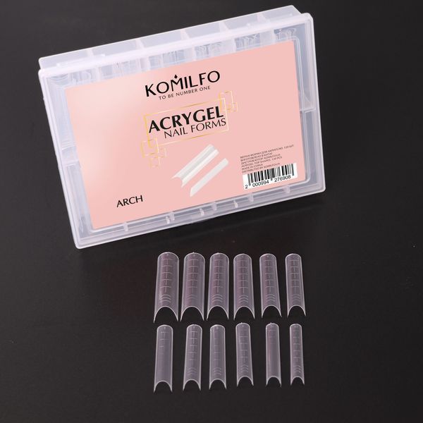 Komilfo Top Nail Forms, Long Arch &ndash; Верхні форми для нарощування, арочні, довгі, 130 шт 1992960559 фото