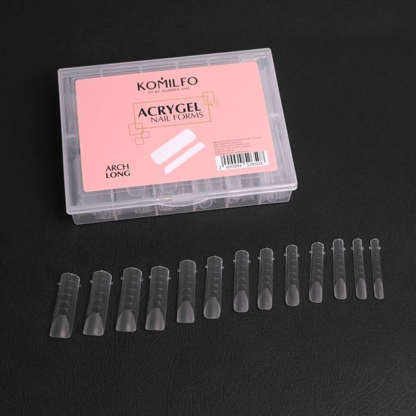 Komilfo Top Nail Forms, Long Arch &ndash; Верхні форми для нарощування, арочні, довгі, 130 шт 1992960559 фото
