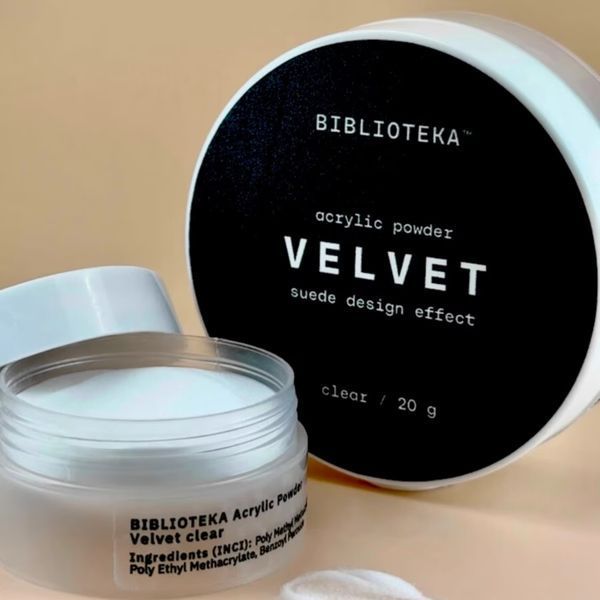 BIBLIOTEKA Акрилова пудра Acrylic Powder VELVET clear &ndash; прозора (мілка), 20 г BA03 фото