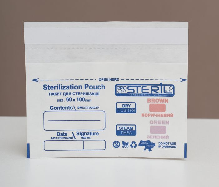 Крафт-пакети для стерилізації, 60х100мм ProSteril, білі (100 шт./уп) 1792661270 фото
