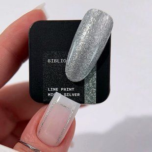 BIBLIOTEKA, Line paint Micro Silver Wipe &ndash; Мілка срібла гель-фарба для ліній з липким шаром, 5 мл BGF05 фото