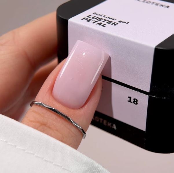 Гель BIBLIOTEKA Моделюючий гель Builder Gel № 18 LUSTER Petal - Ніжно-рожевий із шиммером, 30 мл 4821311003049 фото