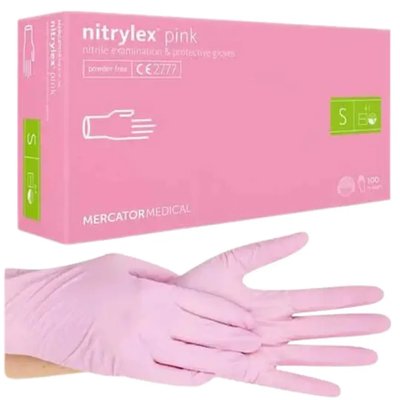 Рукавички нітрилові Nitrylex S, розові 100 шт 1939130115 фото