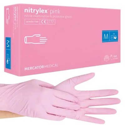 Рукавички нітрилові Nitrylex M, розові 100 шт 1939133570 фото